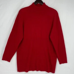 Suéter Valerie Stevens Para Mujer Talla 2X Cuello Simulado Rojo Lana Merino Acanalado Pequeño Agujero - Imagen 1 de 12