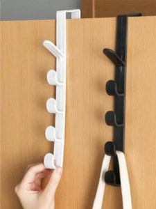 1pc Wall-Mounted Door Hook Rack - Adhesive Plastic Organizer for Clothes & Bags - Picture 1 of 12