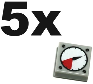 NEW LEGO - Tiles - Decorated - 1x1 Gauge Red and White x 5 - Tile - Picture 1 of 1