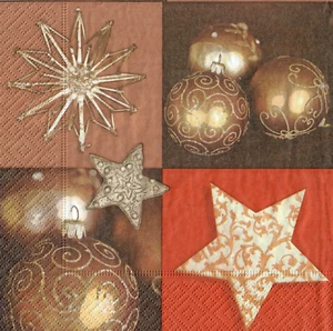 20 x Single Paper Napkins Decoupage Craft Table /Christmas Star and Ornament 45 - Picture 1 of 2