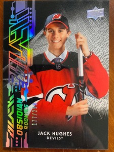 19-20 UD SPx Hockey Black Obsidian Rookies R-JH Jack Hughes /299