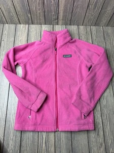Columbia Girls Pink Fleece Jacket Size M 10 12 Full Zip Long Sleeve - Picture 1 of 5