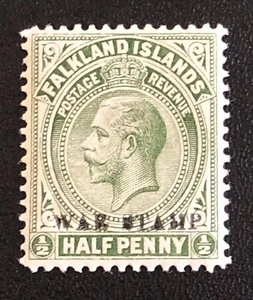 FALKLAND ISLANDS 1918 WAR STAMPS -1/2d KING GEORGE V Sg FK 70b-MH-FALKLANDS - Picture 1 of 3
