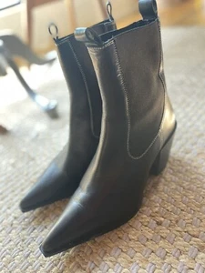 Women’s Leather Ankle Boots Topshop, cowboy style. Size 39 - Picture 1 of 6