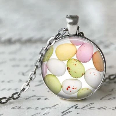 HUEVOS DE PASCUA COLOR colgante encanto 20" plata esterlina 925 placa collar regalo  Foto 1 de 4