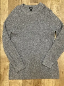 Suéter H&M Para Hombre Gris Oscuro Tejido Gofres Mangas Largas Cuello Redondo 110 - Imagen 1 de 8