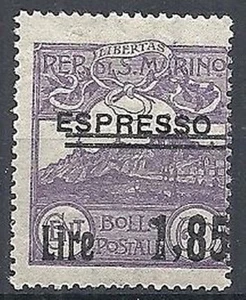1926 SAN MARINO ESPRESSO SOPRASTAMPATO 1,85 LIRE VARIETà 129b MNH ** - RR10511 - Picture 1 of 1