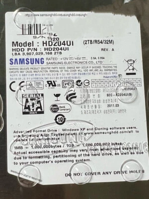 Samsung 2TB,Internal HD,5400RPM,3.5" (HD204UI) HDD-NEW IN ORIGINAL BOX - Image 1 of 4