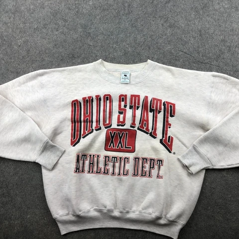 Vintage Ohio State Buckeyes Sweatshirt Mens Large Gray Red Logo Spell Out Cover