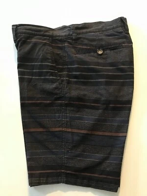 Pantalones Cortos Billabong # 73 Para Hombres 30-31" Cintura Algodón Negro con Gris Marrón Azul Rayas Foto 1 de 4