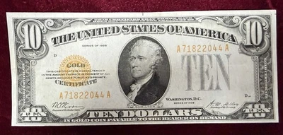 1928 series $10 Ten Dollar Gold Certificate Currency Note Bill - Image 1 of 4