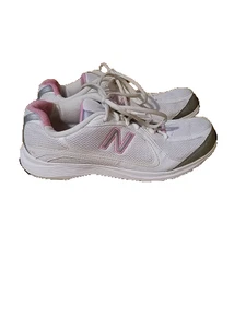 NEW BALANCE 496 WOMANS SIZE 10 WALKING SHOE PINK/WHITE WW496WP PRE-OWNED VGC - Picture 1 of 7