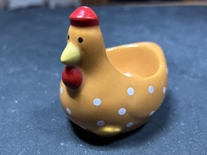 New Ceramic Hen Chicken Rooster Novelty Egg Cup Polka Dot Orange Eggcup - Picture 1 of 6