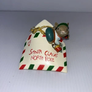Vintage Letter to Santa Claus North Pole Ornament Mouse Enesco Original Letter - Picture 1 of 14