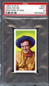 1957 C.W.S. WESTERN STARS #22 JOHN PAYNE PSA 9 *DS13336 - Picture 1 of 2