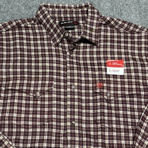 Ariat FR Winch Arbeitshemd Herren L rot Perlen Druckknopftaschen feuerfest Cat2 Neu mit Etikett - Bild 1 von 10