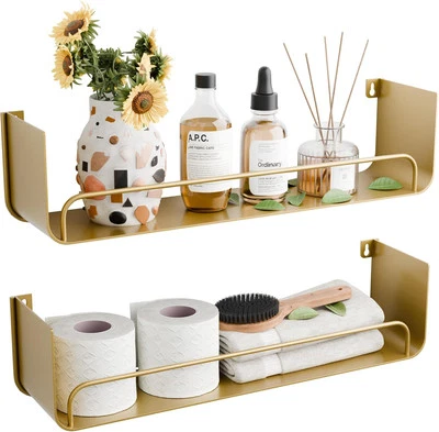 16 Inch Gold Floating Shelves Set of 2, A.16  - Image 1 of 4