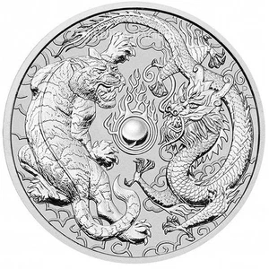 AUSTRALIA 1 dolar plata 2018 TIGRE Y DRAGON - 1 oz Fine Silver - dollar 1 dolar - Picture 1 of 2