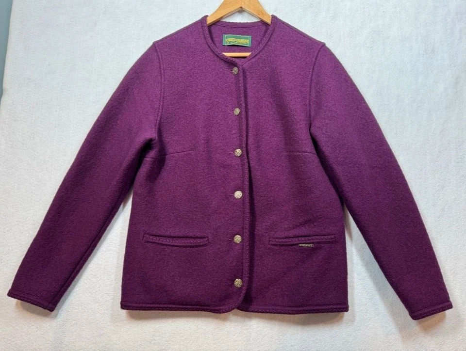 Geiger Collections Cardigan Sweater Purple Wool Old Money Preppy Womens 42 Large - Image 1 of 4