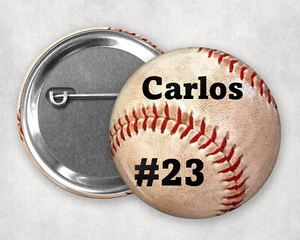 Little League Brown Softball PERSONALIZED pin back Button 2.25" Name & Number - Picture 1 of 3