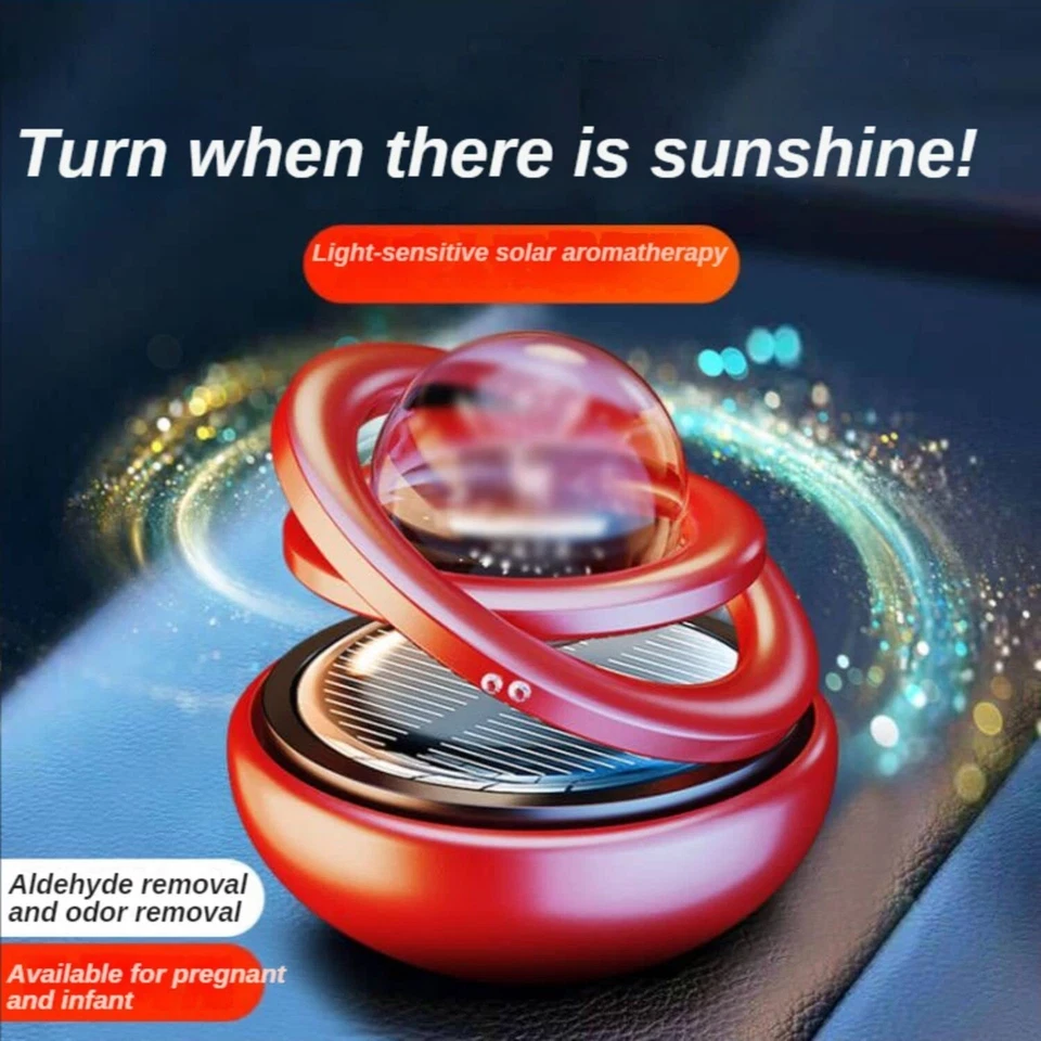 Ambientador de aire giratorio con energía solar para automóvil, perfume sólido para automóvil Foto 1 de 4