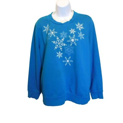 Sudadera para mujer Laura Scott escena de invierno azul/blanco talla L Foto 1 de 4