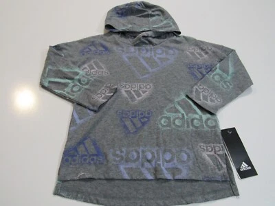 Adidas Niñas Jóvenes Logo Con Capucha Manga Larga Camisetas Gris Nuevo Con Etiquetas Foto 1 de 4