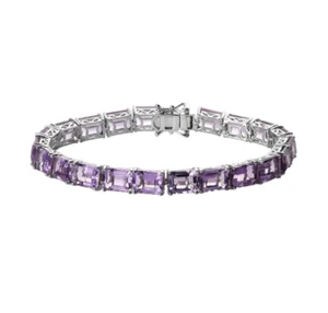Rose De France Octogon 6*4 MM 925 Sterling Silver Tennis Bracelet Pink Amethyst - Picture 1 of 5