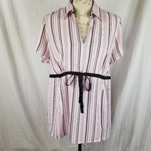 Motherhood Maternity Pink & Brown Collared Blouse Size 1X - Picture 1 of 8