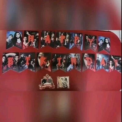 全新 吸血鬼日记 派对横幅和 24 杯蛋糕装饰 Ian Somerhalder 生日 — 第 1/4 张图片