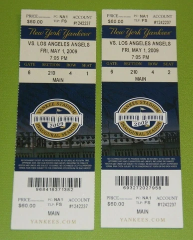 New York Yankees Ticket Stub | May 1 2009 | Robinson Cano 3 Hits Cover