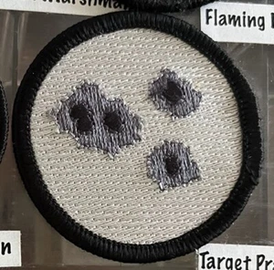 TARGET PRACTICE PATROL PATCH BOY SCOUT PATCH JUST FOR FUN FUNNY SPOOF BSA - Picture 1 of 1
