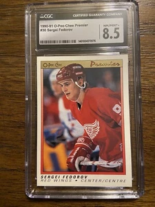 CGC 8.5 1990-91 O-Pee-Chee Premier Sergei Fedorov Rookie Card #30 Red Wings NHL - Picture 1 of 3