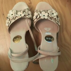 Ladies Ras Pink/blush Wedge Heel Sandals in UK Size 4 - 4 1/4inch/ 11cm heel 