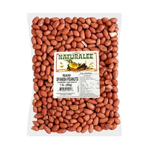 Cacahuetes Naturalee, piel roja española entera cruda 1 lb - cruda, sin sal - 1 libra - Imagen 1 de 4