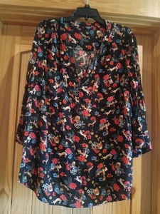 Torrid Harper Cottage Core Animals Rosen geknöpfte Ärmel Gr. 3 X - Bild 1 von 11