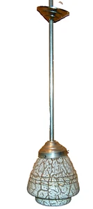 DIVINE Mid-Century Modern Enameled French Glass Shade Suspended Lamp/Light - Picture 1 of 1