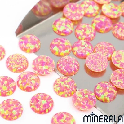 PINK CORAL SYNTHETIC LAB CREATED OPAL LOOSE ROUND CABOCHON 3mm-10mm WP02736 - Imagem 1 de 3