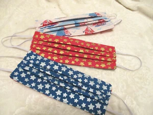 NUOVO~Maschere facciali~Taglia adulto~3 qty.~Fatto a mano~Patriottico~Stelle~Barca a vela - Foto 1 di 8