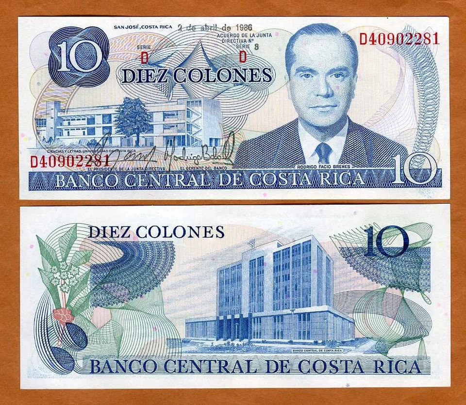Costa Rica, 10 Colones, 2-4-1986, P-237b, UNC Denominación Obsoleta Foto 1 de 1
