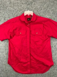 LizWear Button Up Shirt Women Small Dark Pink Casual Work Ladies Short Sleeve - Picture 1 of 7