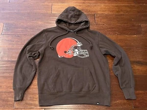 '47 Brand NFL Cleveland Browns Orange Adult Medium Helmet Logo Hoodie Sweatshirt - Picture 1 of 15