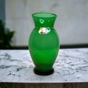 MCM Anchor Hocking Forest Green Vase 6 3/8 Zoll mit orig. Aufkleber Ankerglas - Bild 1 von 8