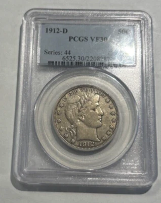 1912-D Barber Half Dollar 50c PCGS VF 30 - Image 1 of 2