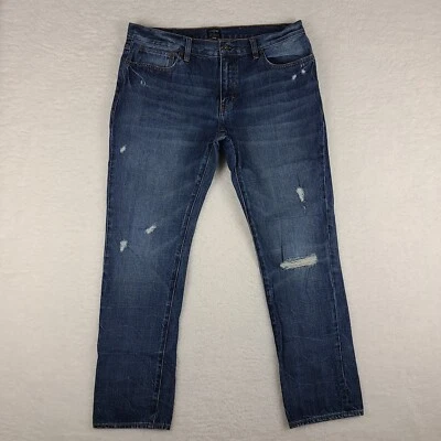 Pantalones de mezclilla J Crew para hombre 34x30 azul The Driggs ajustados rectos desgastados lavado oscuro Foto 1 de 4