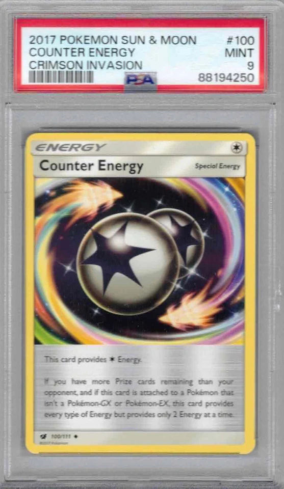 2017 Pokemon Sun & Moon, Crimson Invasion, #100, Counter Energy, PSA 9, Mint - Image 1 of 1