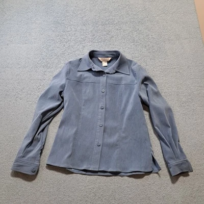 Chaqueta Camisa Sophisticate Mujer Pequeña Azul Botón Frontal Cuello Manga Larga Foto 1 de 4