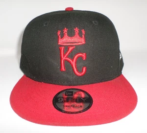 New Era Kansas City Royals Snapback Hat 9Fifty Black with Red Bill Logo - Picture 1 of 9