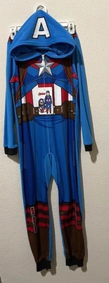 MARVEL BOYS 12 AVENGERS CAPITÁN AMÉRICA UNIÓN TRAJE CON CAPUCHA DISFRAZ PIJAMA NUEVO Foto 1 de 4