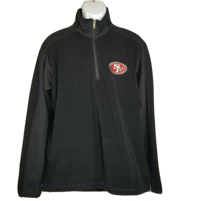 Chaqueta polar Antigua San Francisco 49rs mediana negra bolsillos con cremallera 1/4 cremallera NFL Foto 1 de 4